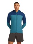 ICEBREAKER Mens 300 RealFleece Descender LS Zip Hood, Topaz/Atlantis/Cb (vzorek) velikost: M