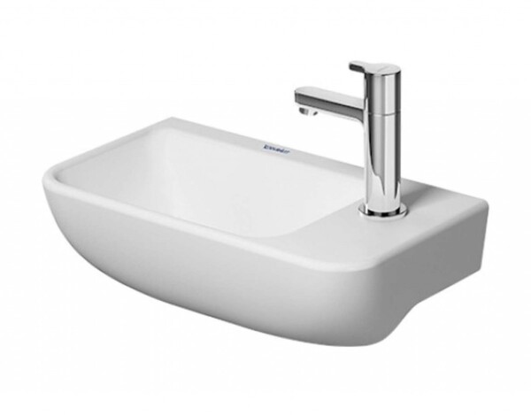 DURAVIT - ME by Starck Umývátko 40x22 cm, 1 otvor pro baterii vpravo, s WonderGliss, matná bílá 07174032001