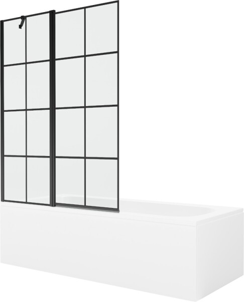 MEXEN/S - Vega obdélníková vana 150 x 70 cm s panelem + vanová zástěna 120 cm, černá vzor 550115070X9412117077