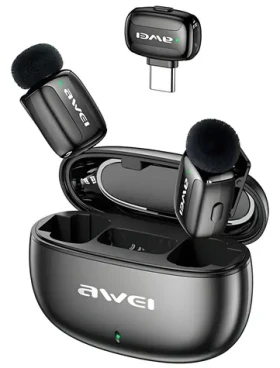 Awei MK5 Duo Ai-Voice černá / Klopový mikrofon / Bezdrátový (MK5)