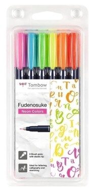 Tombow Sada štětcových fixů Fudenosuke tvrdost 1 - hard 6 neonových barev