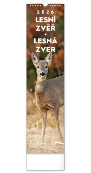 NOTIQUE Nástěnný kalendář Lesní zvěř – Lesná zver 2026, 12 x 48 cm (PGN-35759-L)