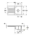 Keramický dřez Villeroy & Boch Linara 45, 338401KG Snow white 338401KG