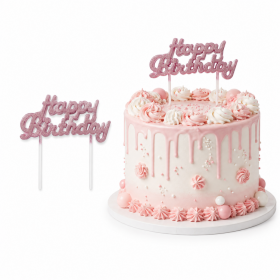 Dortisimo Svíčka Happy Birthday růžová