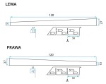 REA - Spádová lišta levá, 120cm kartáčovaný nikl REA-K3202
