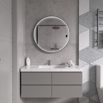 Erga Charlotte, kulaté LED zrcadlo 70cm, černý kovový rám, 1610 lm, 6500K, přední boční osvětlení, ERG-V01-204-7070-BK