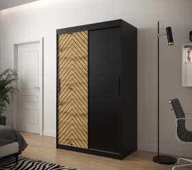 Šatní skříň Abi Jodelka Barva korpusu: Černá, Rozměry: 120 cm, Dveře: Dub artisan