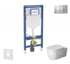 GEBERIT - Duofix Set předstěnové instalace, klozetu a sedátka Duravit ME by Starck, tlačítka Sigma30, Rimless, SoftClose, matný chrom/chrom SANI11CP2104