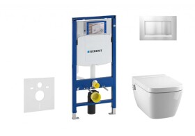 GEBERIT - Duofix Modul pro závěsné WC s tlačítkem Sigma30, matný chrom/chrom + Tece One - sprchovací toaleta a sedátko, Rimless, SoftClose 111.300.00.5 NT7