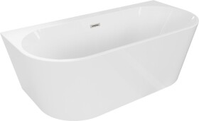 MEXEN/S - Oval+ volně stojící vana przyścienna 170 x 80, bílá, sifon a přepad nikl kartáčovaná 52681708000-97