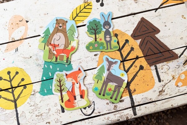 Dřevěné puzzle Zvířata (4 sady)