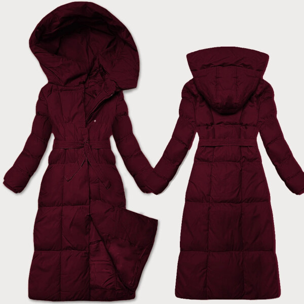 Dámská zimní bunda ve vínové bordó barvě s páskem J Style (5M3227-1) odstíny červené XL (42)