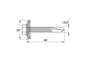 GEOMAT Šroub do železa (šestihranná hlava) TEX 6,3 × 60 mm