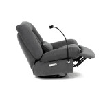 Polohovací křeslo, elektrické zabudované ovládání, šedá, látka, TV-7081 GREY2
