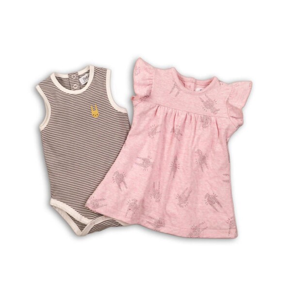 Dívčí set, body a šaty, Minoti, CROWN 4, růžová - 80/86 | 12-18m