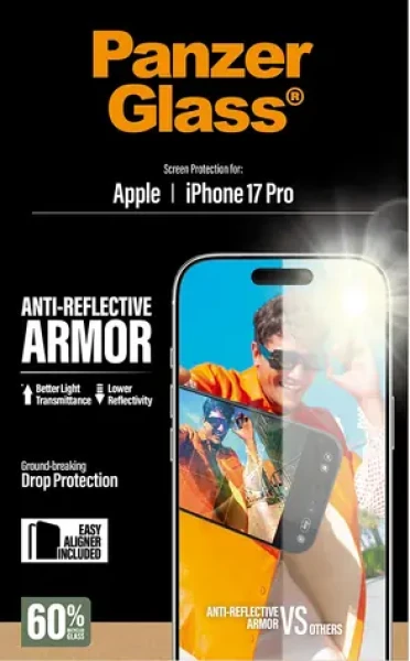 PanzerGlass Armor Anti-Reflective EasyAligner Tvrzené sklo pro iPhone 17 Pro (5715685026737)
