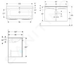 GEBERIT - Selnova Square Umyvadlová skříňka 635x988x480 mm, s umyvadlem, 2 dvířka, lávová mat 501.261.00.1