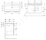 GEBERIT - Selnova Square Umyvadlová skříňka 635x988x480 mm, s umyvadlem, 2 dvířka, lesklá bílá 501.260.00.1
