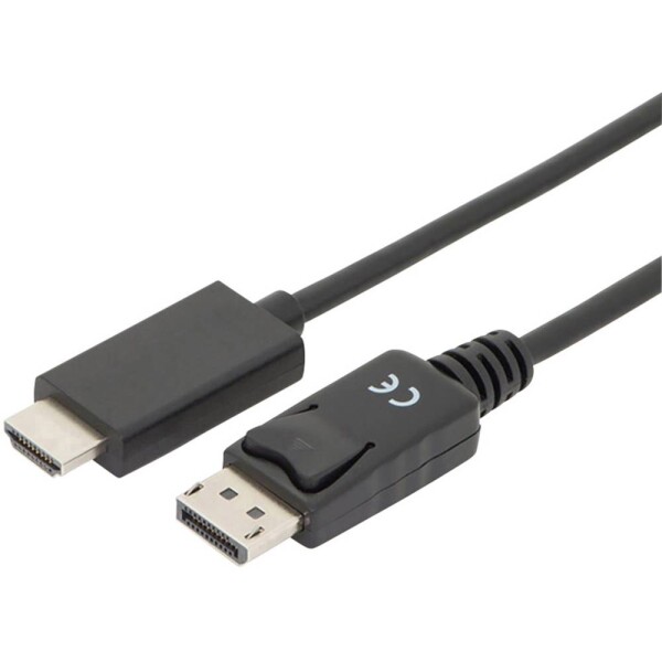 Digitus DisplayPort / HDMI kabelový adaptér Konektor DisplayPort, Zástrčka HDMI-A 2.00 m černá AK-340303-020-S třížilový stíněný Kabel DisplayPort