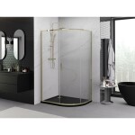 MEXEN - Exo čtvrtkruhový posuvný sprchový kout 90 x 80, transparent, zlato 8131-090-080-50-00