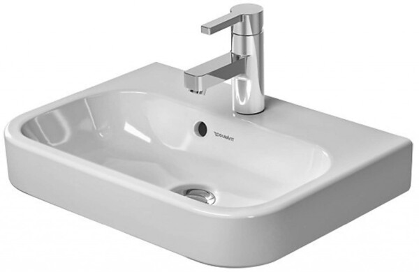 DURAVIT - Happy D.2 Umývátko 50x36 cm, s přepadem, s otvorem pro baterii, s WonderGliss, bílá 07105000001