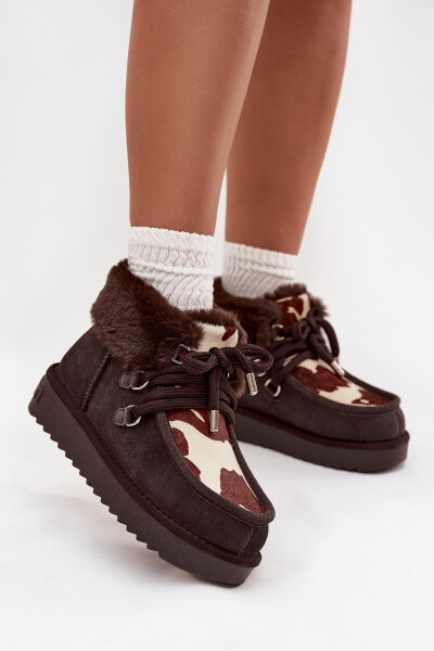 Dámské sněhule z přírodní semišové látky D.Franklin DFSH375008 čokoládové 36