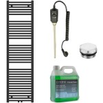 CERANO Koupelnový elektrický radiátorový set Benito - 600W - černá matná - 1700x450 mm