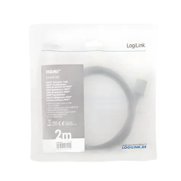 LogiLink HDMI 2.0 černá / HDMI kabel / 4K UHD / 60 Hz / 2 m (CHA0101)