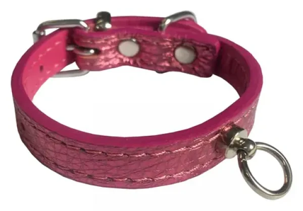 Huhubamboo Metal obojek růžový XS / Obojek pro psy / Pro chrty / 14 mm x 16-22 cm / hovězí kůže (355431)