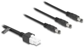 DeLock Mini-Fit 4,2mm 6pin - 3x DC 5,5x2,5mm černá / Napájecí kabel / rozbočovač 1:3 (90168)