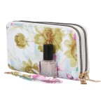 Velká dámská koženková peněženka se dvěma zipy Kris, růžová