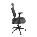 Židle kancelářská, černá MESH síťovina, černá látka, plastový kříž, synchronní mechanismus, kolečka pro tvrdé povrchy