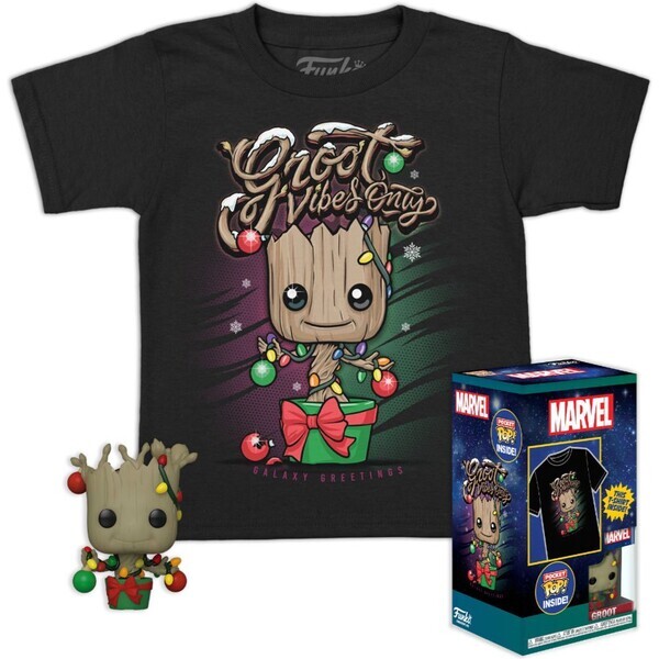 Funko PocketPOP&amp;Tee: Guardians of the Galaxy - Holiday Groot (velikost L)