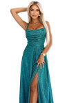 Dlouhé šaty 589-3 zelené se třpytkami - Numoco XL