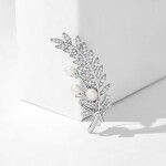 Luxusní perlová brož se zirkony Francoise, Stříbrná