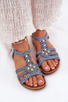 Dámské Ploché Sandály S Pletenými Pásky Modré Artiker 56C1325 39