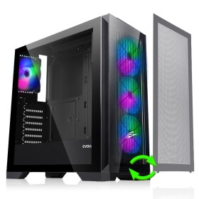 EVOLVEO Ptero Q2+ černá / ATX / 2x USB 2.0 + 1x USB 3.0 / bez zdroje / 4x 120mm ARGB / průhledná bočnice (CAE ptero Q2+)