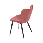 Židle jídelní, červená látka, černá kovová podnož