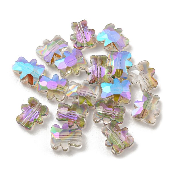 Skleněné korálky - broušený medvídek - různé varianty - 9,5x 8,5 x 3,5 mm - 1 ks Barva: Šedá