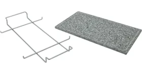 Grilovací kámen GRANIT XL / Žula / 50 x 30 cm / tloušťka 1,65 cm / chromovaný rám s držadly