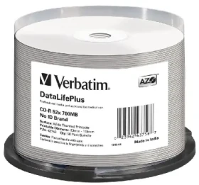 Verbatim CD-R DataLifePlus 700MB 52x Wide Thermal Printable no-ID 50ks cake
