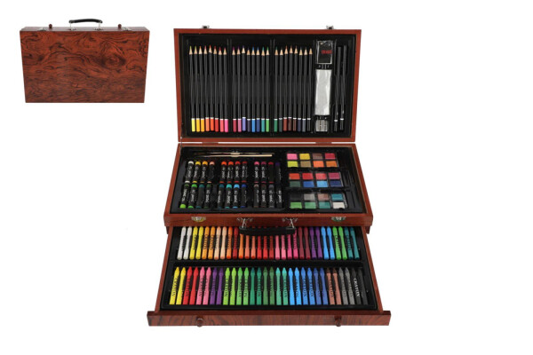 Sada na malování - Art box kreativní sada 143ks v dřevěném kufříku 38x25x8cm