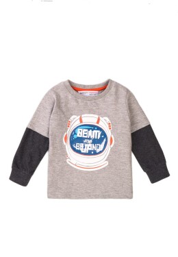 Tričko chlapecké s dlouhým rukávem, Minoti, Beam 3, šedá - 80/86 | 12-18m