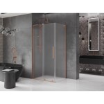 MEXEN/S - Velar L sprchový kout, posuvné dveře 100 x 70, dekor, měď kartáčovaná 871-100-070-33-65