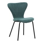 Židle jídelní, modrá látka, nohy černý kov