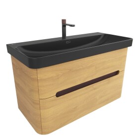 Koupelnová skříňka s umyvadlem SAT Fusion 97,5x53x45 cm dub medový mat SATFUS2100DMBKMB SATFUS2100DMBKMB