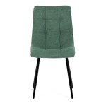 Židle jídelní, zelená látka, černé kovové nohy
