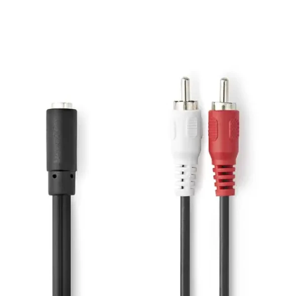 Nedis Stereo Audio kabel 2x RCA (M) - jack 3.5 mm (F) 0.20 m černá (CAGB22255BK02)