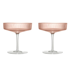 Ferm Living Skleničky na šampaňské Ripple Blush 150 ml – set 2 ks, růžová barva, sklo