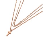 Trojitý ocelový náhrdelník Jenny - chirurgická ocel, kříž, Zlatá 36 cm + 5 cm (prodloužení)